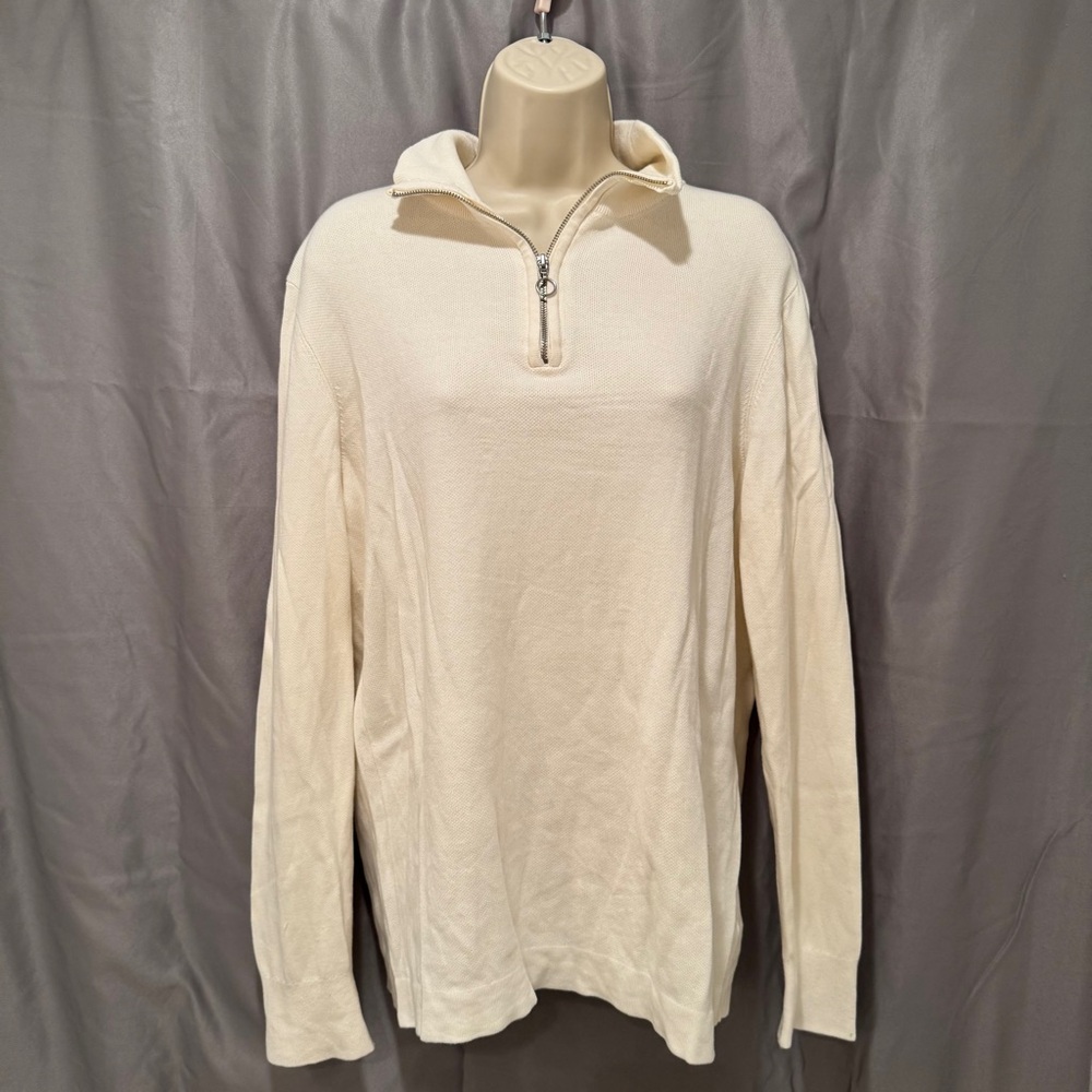 H&M Men's Zip-Up Sweater in Cream